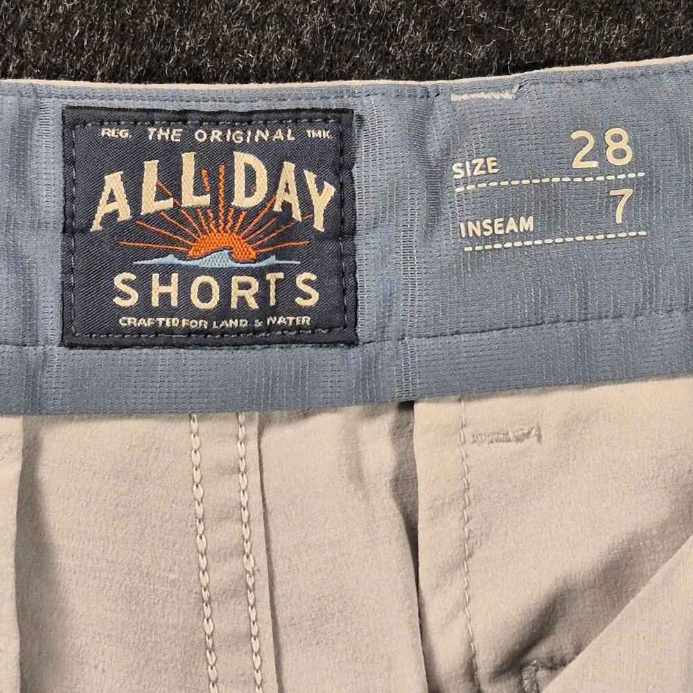 Faherty All Day Shorts Mens 28 Light Gray Hybrid Coastal Casual Quick Dri 7 in